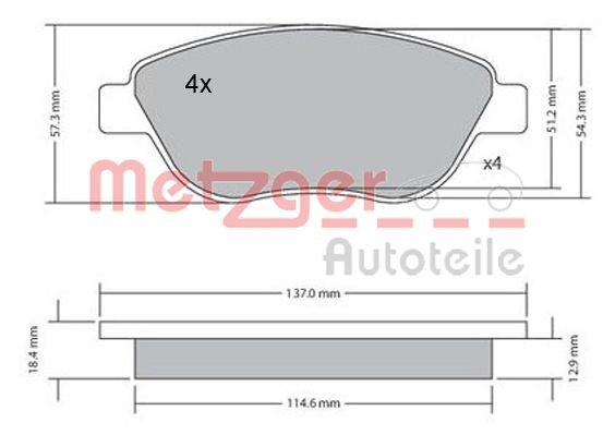 METZGER Brake pad set 1170048 Citroen SYNERGIE METZGER brake pads 1170048