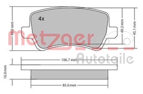 METZGER Piduriklotsid 1170056 1170056 Piduriklots VOLVO S70 METZGER