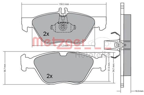 METZGER Jarrupalat, levyjarru 1170065 1170065 METZGER Kilpajarrupalat MERCEDES-BENZ 124-sarja