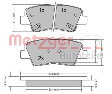 METZGER Bremseklosser 1170134 Sportsbremseklosser METZGER Kia SPORTAGE 1170134