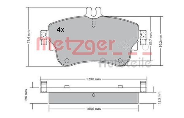 METZGER Brzdové doštičky/platničky 1170149 Športové brzdové doštičky MERCEDES-BENZ METZGER 1170149