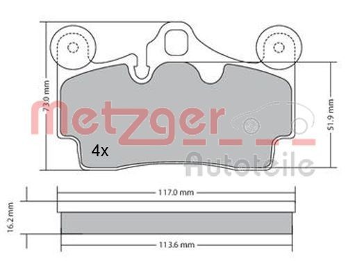 METZGER Brake pad set 1170191 PORSCHE METZGER disk brake pads 1170191