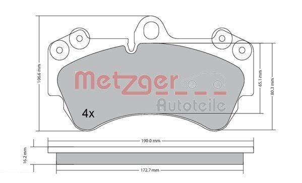METZGER Brake pad set 1170242 1170242 METZGER brake pads for PORSCHE