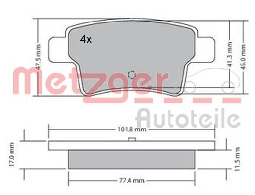 METZGER Brake pad set 1170264 Citroen SYNERGIE METZGER brake pads 1170264