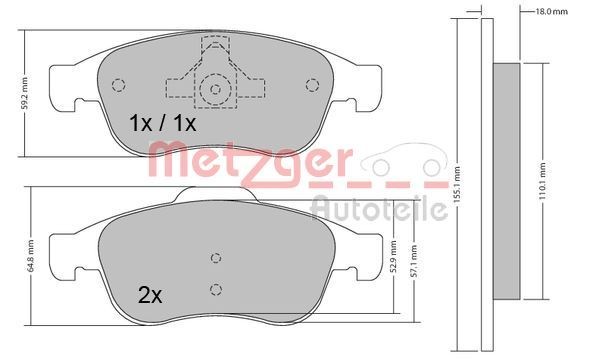 METZGER Brzdové doštičky/platničky 1170265 1170265 METZGER Brzdové obloženie Dacia lacné