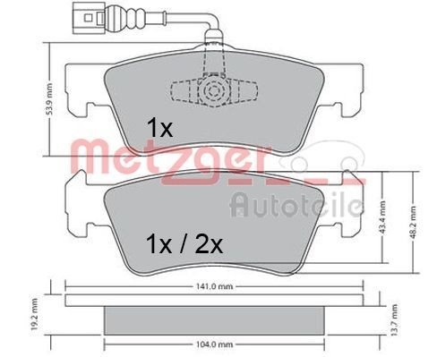 METZGER Jarrupalat, levyjarru 1170465 1170465 METZGER Jarrupalat SUZUKI SX4