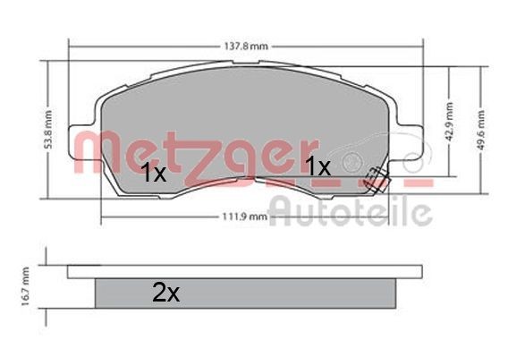 METZGER Bromsbelägg 1170607 1170607 METZGER bromsbelägg sport SUBARU OUTBACK