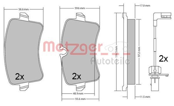 METZGER Brake pad set 1170688 PORSCHE METZGER disk pads 1170688