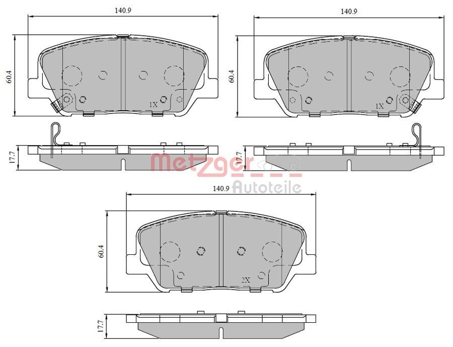 METZGER Pastilhas de travão 1170780 1170780 Pastilhas de travão HYUNDAI GETZ METZGER