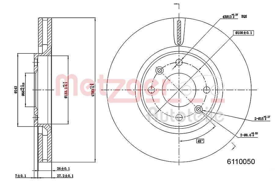 METZGER Bremseskive 6110050 6110050 METZGER Sports bremseskiver Opel billig