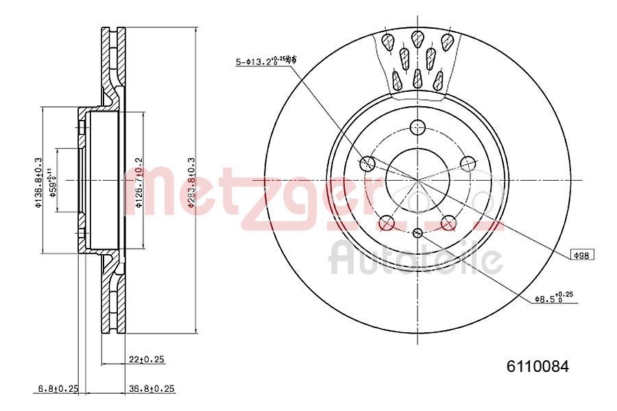 METZGER Jarrulevy 6110084 METZGER Sport-jarrulevyt ALFA ROMEO 6110084