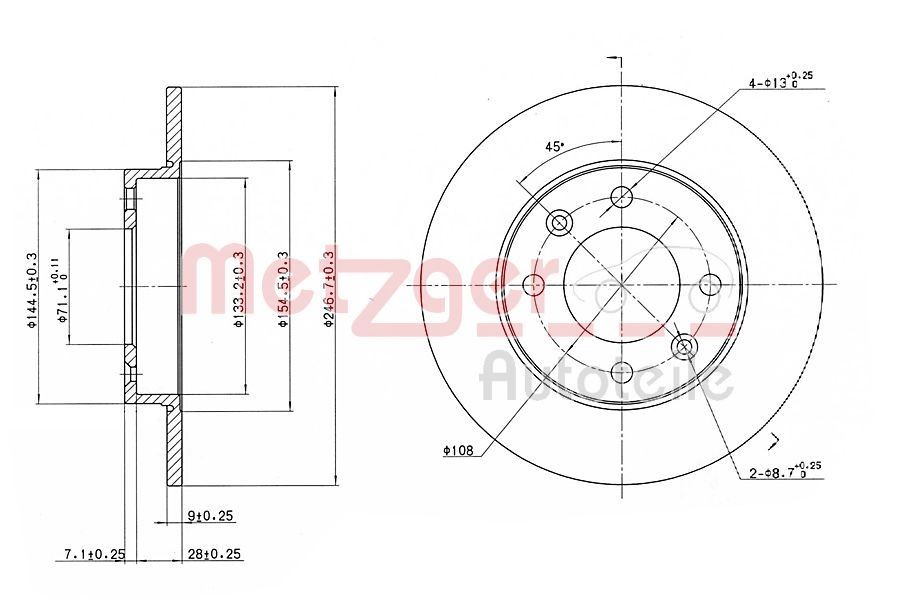 METZGER Bremsscheibe 6110094 6110094 Sport-Bremsscheiben METZGER PEUGEOT 207