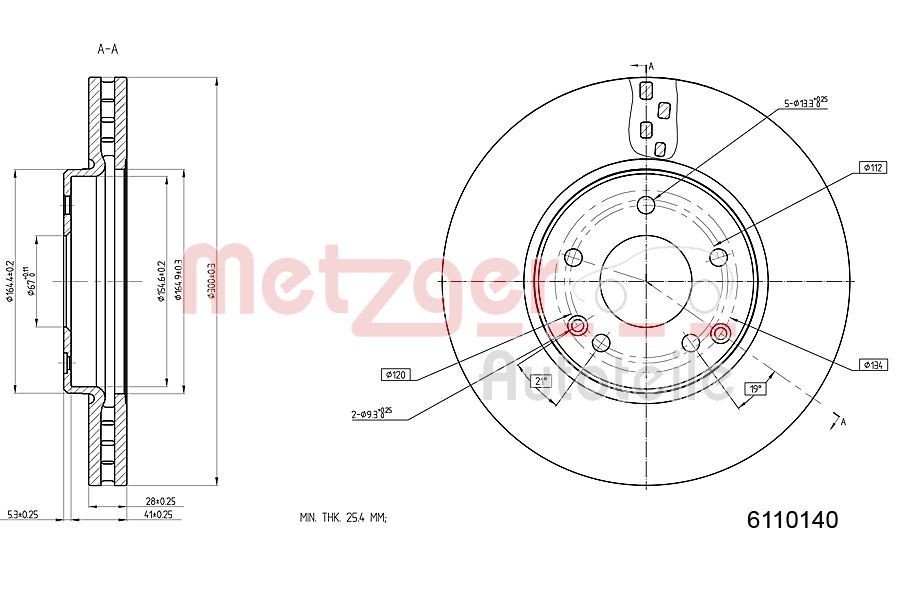 METZGER Piduriketas 6110140 Sport pidurikettad METZGER Mercedes-Benz M-klass 6110140