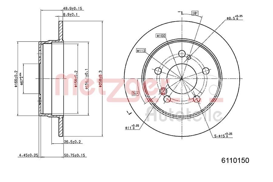 METZGER Piduriketas 6110150 6110150 Sport pidurikettad METZGER MERCEDES-BENZ M-klass