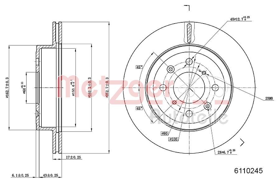 METZGER Bremseskive 6110245 6110245 METZGER Sportsbremseskiver Subaru billige