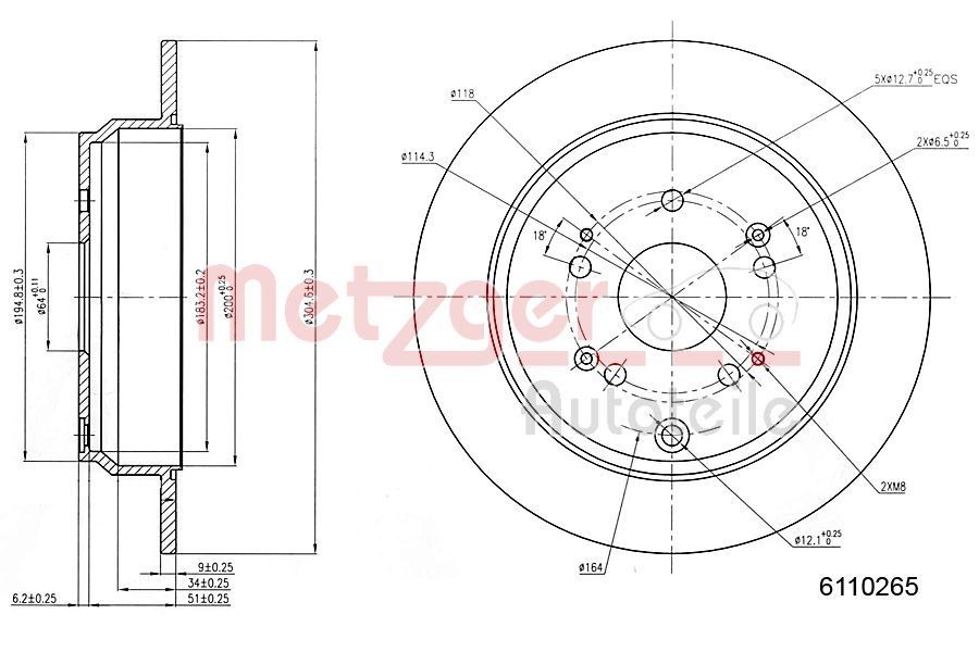 METZGER Bremseskive 6110265 Sportsbremseskiver METZGER HONDA 6110265