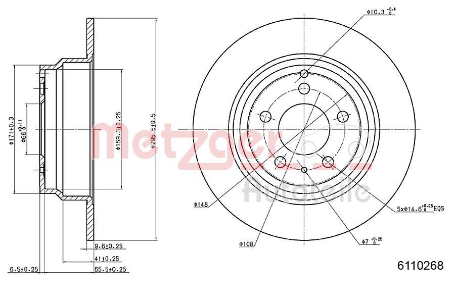 METZGER Remschijf 6110268 Volvo V60 Sportremschijven METZGER 6110268