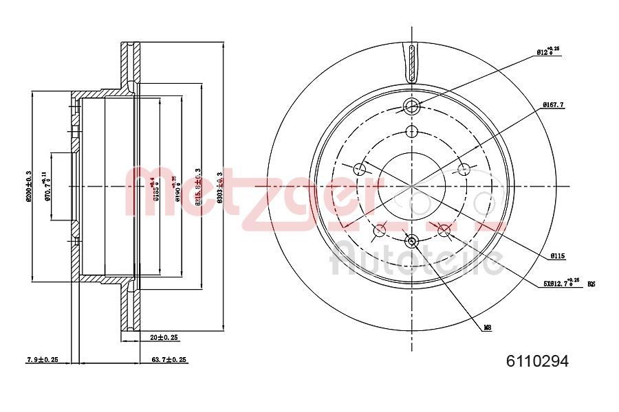 METZGER Remschijf 6110294 Opel CROSSLAND X Schijfremmen METZGER 6110294