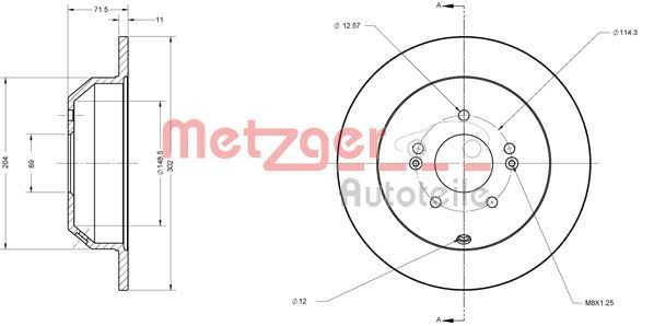 METZGER Bromsskiva 6110460 6110460 METZGER bromsskiva HYUNDAI ix20
