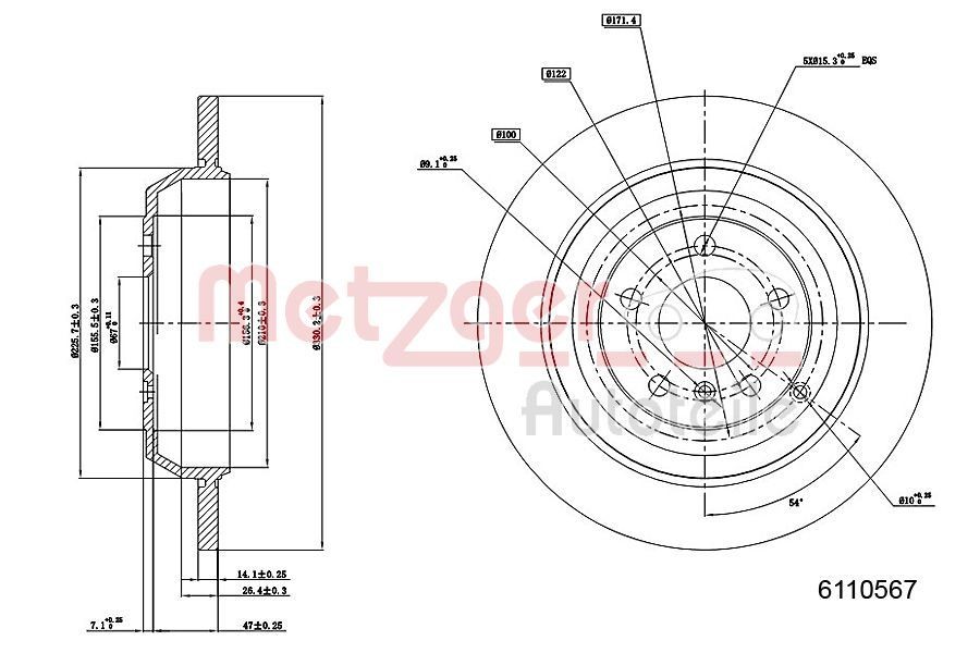 METZGER Piduriketas 6110567 6110567 Sport pidurikettad MERCEDES-BENZ M-klass METZGER