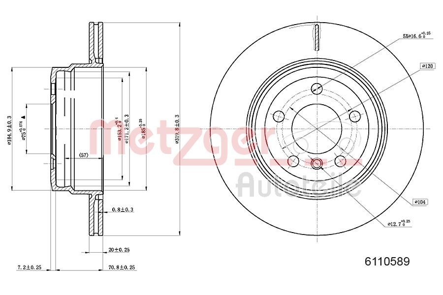 METZGER Bromsskiva 6110589 6110589 METZGER bromsskivor sport