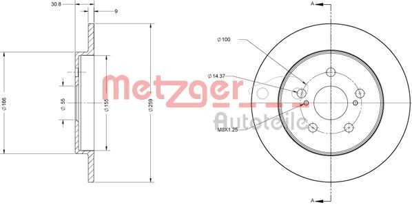 METZGER Bromsskiva 6110617 6110617 METZGER bromsskivor CHEVROLET TACUMA