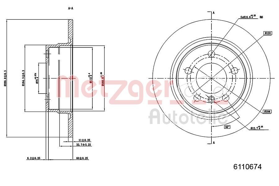 METZGER Bremseskive 6110674 6110674 Sportsbremseskiver BMW X1 METZGER