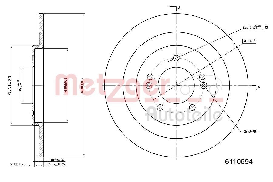 METZGER Bromsskiva 6110694 6110694 Bromsskivor METZGER HYUNDAI ix20