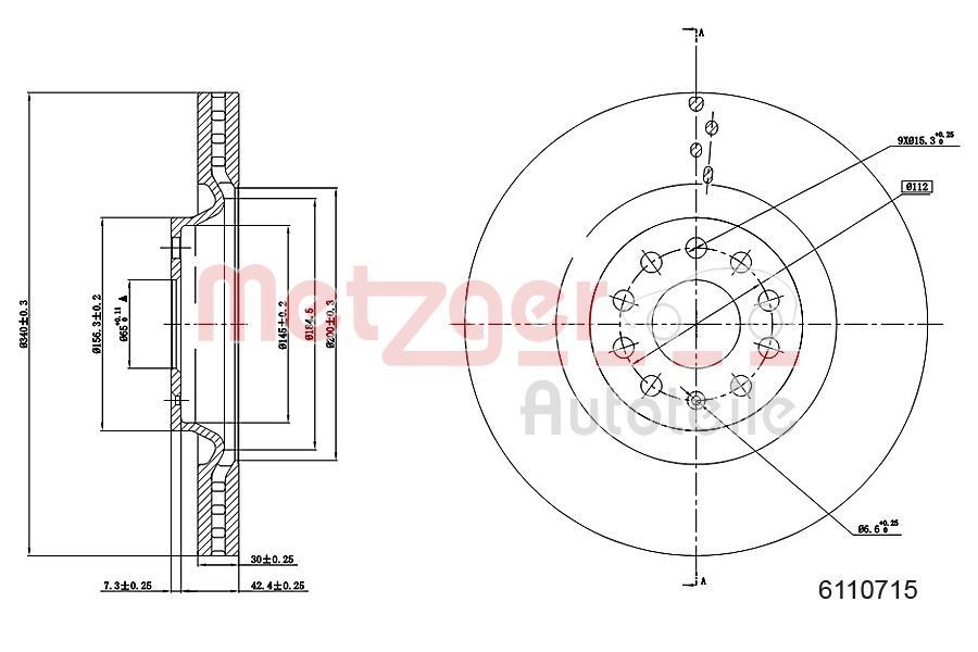 METZGER Bromsskiva 6110715 6110715 METZGER Bromsskivor sport Skoda