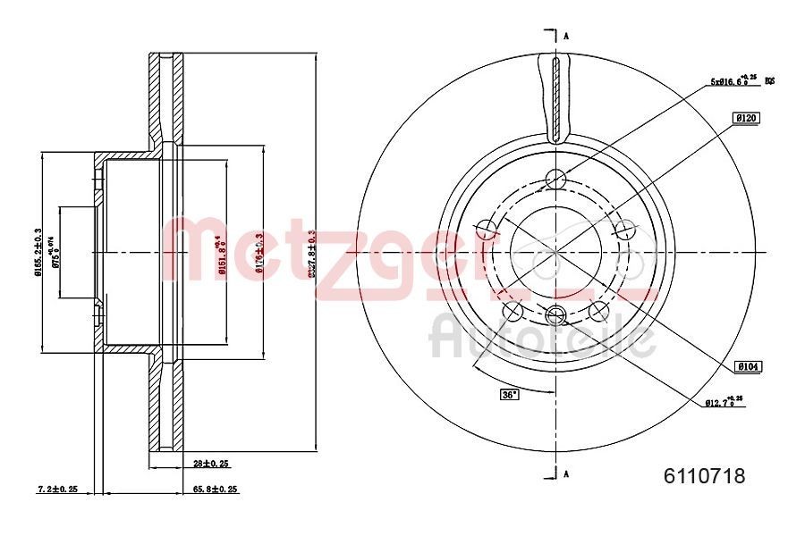 METZGER Bremseskive 6110718 6110718 Sports bremseskiver BMW X1 METZGER