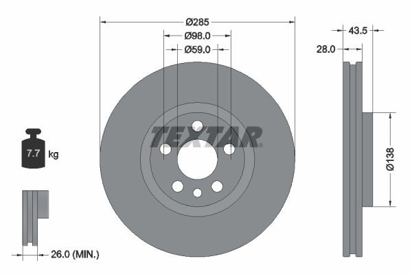 TEXTAR Brake disc 92115003 TEXTAR 92115003 PEUGEOT 807 disc brakes price