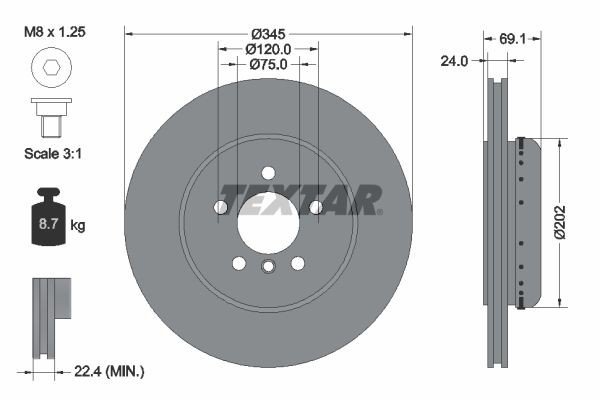 TEXTAR Δισκόπλακα 92253925 Δισκόπλακες TEXTAR Dacia DOKKER PRO+ 92253925