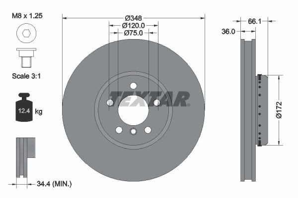 TEXTAR Δισκόπλακα 92253725 92253725 PRO+ Δίσκοι φρένων BMW i3 TEXTAR