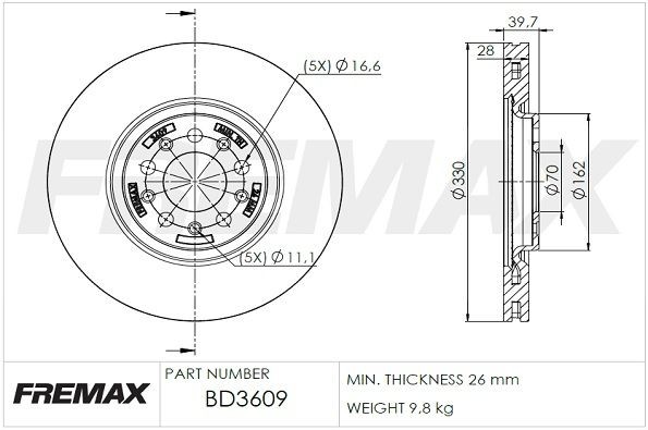 FREMAX Jarrulevy BD-3609 BD-3609 FREMAX Jarrulevyt JEEP GRAND CHEROKEE