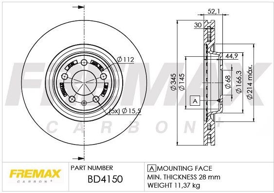 FREMAX Remschijf BD-4150 BD-4150 FREMAX Remschijf Audi goedkoop