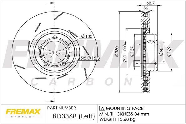 FREMAX Remschijf BD-3368 Sportremschijven PORSCHE FREMAX BD-3368