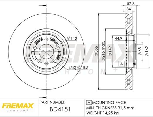 FREMAX Bremžu diski BD-4151 BD-4151 Bremžu diski FREMAX AUDI TT