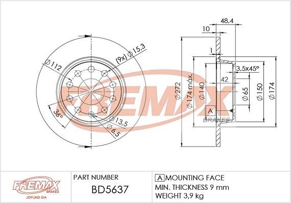 FREMAX Bremžu diski BD-5637 Diski FREMAX LEON BD-5637 lēti