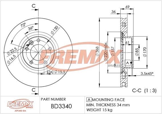FREMAX Bremseskive BD-3340 BD-3340 Bremseskiver FREMAX VW SHARAN