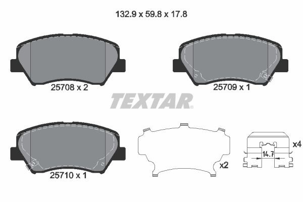 TEXTAR Τακάκια φρένων 2570801 TEXTAR 2570801 Σετ τακάκια Volkswagen 411/412 γνήσια