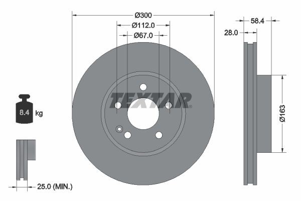TEXTAR Piduriketas 93123403 TEXTAR 93123403 Pidurikettad Mercedes-Benz VIANO originaal