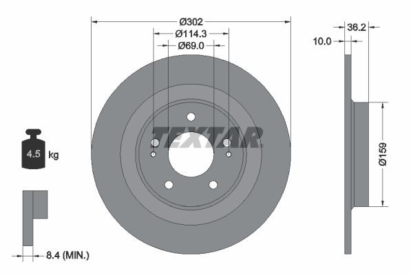TEXTAR Brzdový kotouč 92267403 Športové brzdové kotúče MITSUBISHI TEXTAR PRO 92267403