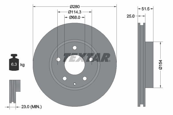 TEXTAR Remschijf 92267503 Mazda CX-9 Schijfremmen TEXTAR PRO 92267503