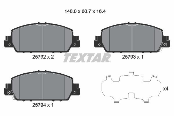 TEXTAR Pastilhas de travão 2579201 TEXTAR 2579201 Pastilhas de travão HONDA Accord IX Sedan (CR) 3.5 282 cv 2015