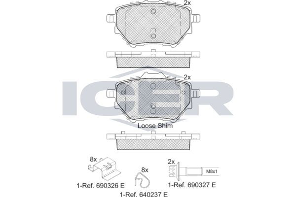 ICER Τακάκια φρένων 182162 182162 Τακάκια φρένων ICER CITROЁN C3