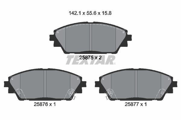 TEXTAR Brzdové doštičky/platničky 2587501 TEXTAR 2587501 Brzdové doštičky/platničky MAZDA CX-3 (DK) 1.8 SKYACTIV-D (DK4WS) 116 KS 2019