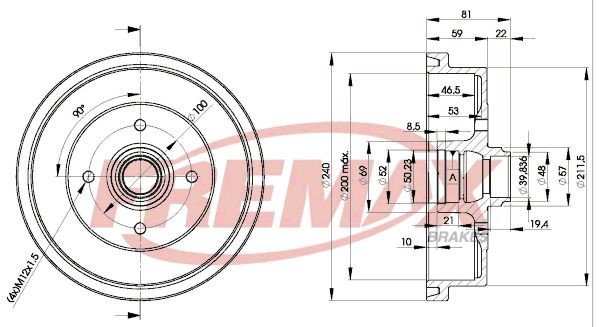 FREMAX Tambour de frein BD-1512 BD-1512 Tambour de frein SEAT Mii FREMAX