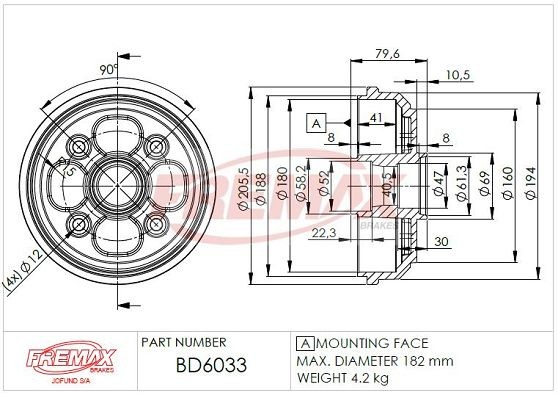 FREMAX Tambor de travão BD-6033 BD-6033 Tambor de roda CHEVROLET TRANS SPORT FREMAX