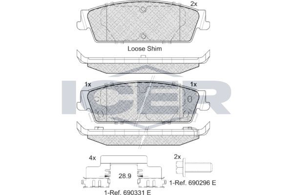 ICER Bremseklosser 182139 Bremsebelegg ICER Chevrolet EQUINOX 182139