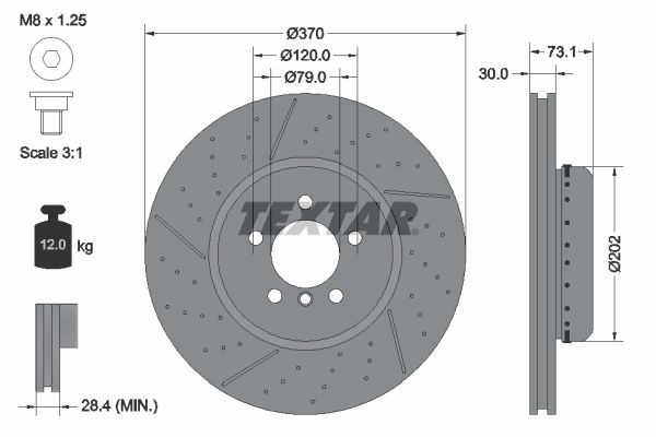 TEXTAR Brake disc 92265425 92265425 TEXTAR performance brake discs MG MGB